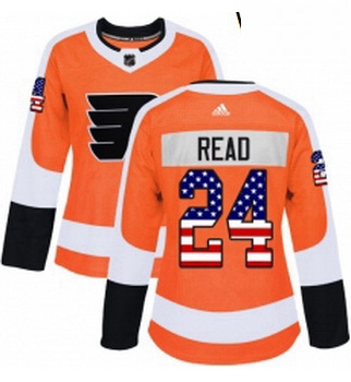 Womens Adidas Philadelphia Flyers 24 Matt Read Authentic Orange USA Flag Fashion NHL Jersey