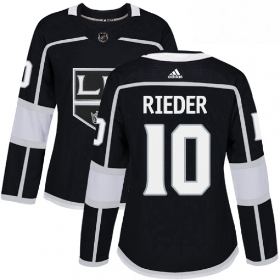 Womens Adidas Los Angeles Kings 10 Tobias Rieder Authentic Black Home NHL Jersey