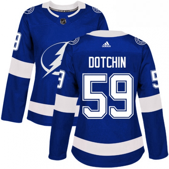 Womens Adidas Tampa Bay Lightning 59 Jake Dotchin Authentic Royal Blue Home NHL Jersey