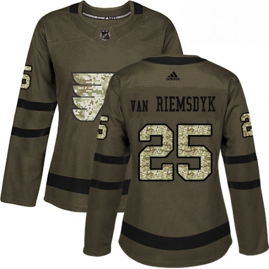 Womens Adidas Philadelphia Flyers 25 James Van Riemsdyk Authentic Green Salute to Service NHL Jersey