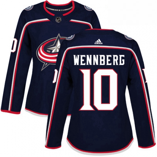 Womens Adidas Columbus Blue Jackets 10 Alexander Wennberg Authentic Navy Blue Home NHL Jersey