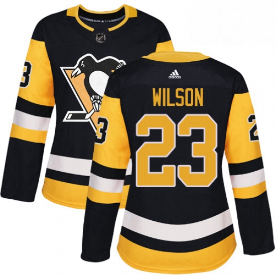 Womens Adidas Pittsburgh Penguins 23 Scott Wilson Authentic Black Home NHL Jersey