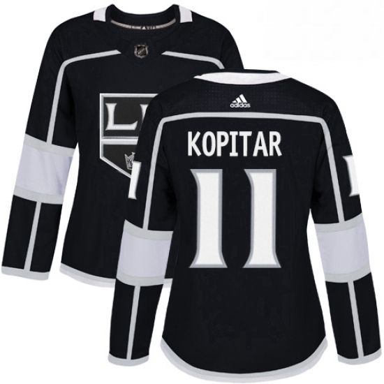 Womens Adidas Los Angeles Kings 11 Anze Kopitar Authentic Black Home NHL Jersey