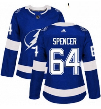 Womens Adidas Tampa Bay Lightning 64 Matthew Spencer Authentic Royal Blue Home NHL Jersey