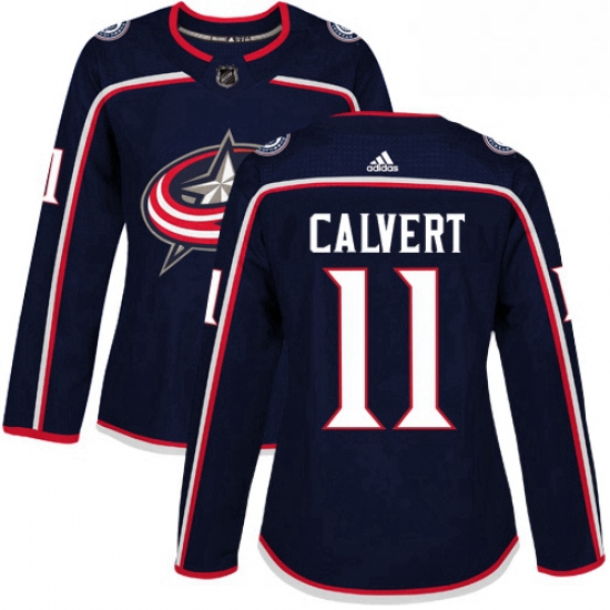 Womens Adidas Columbus Blue Jackets 11 Matt Calvert Authentic Navy Blue Home NHL Jersey