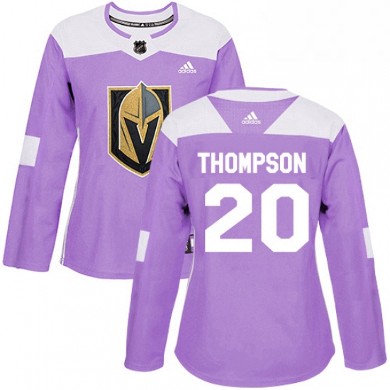 Womens Adidas Vegas Golden Knights 20 Paul Thompson Authentic Purple Fights Cancer Practice NHL Jers