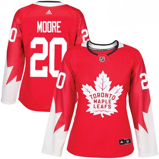 Womens Adidas Toronto Maple Leafs 20 Dominic Moore Authentic Red Alternate NHL Jersey