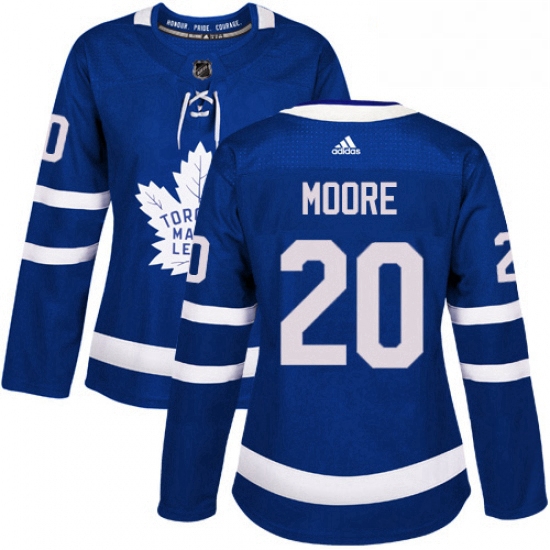 Womens Adidas Toronto Maple Leafs 20 Dominic Moore Authentic Royal Blue Home NHL Jersey