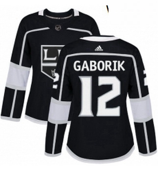 Womens Adidas Los Angeles Kings 12 Marian Gaborik Authentic Black Home NHL Jersey