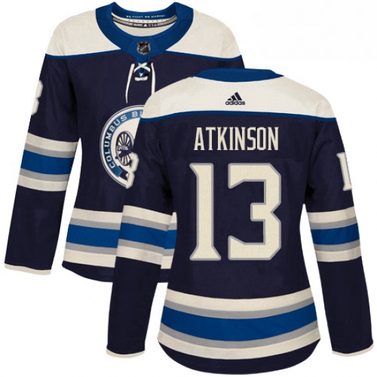 Womens Adidas Columbus Blue Jackets 13 Cam Atkinson Authentic Navy Blue Alternate NHL Jersey