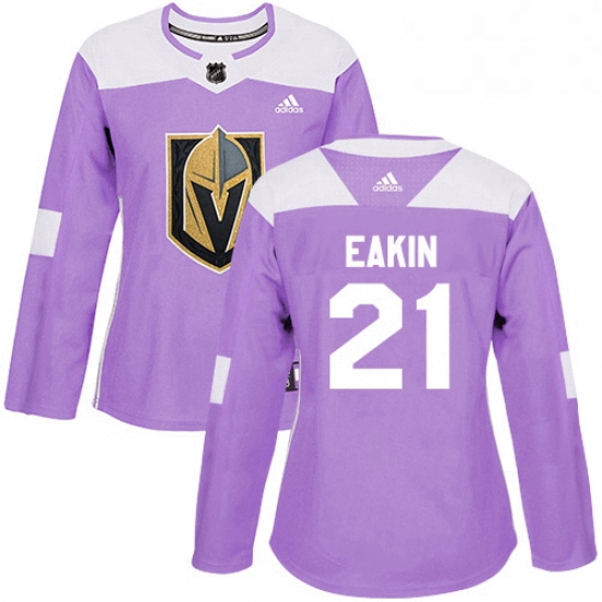 Womens Adidas Vegas Golden Knights 21 Cody Eakin Authentic Purple Fights Cancer Practice NHL Jersey