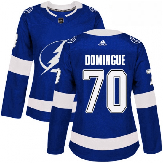 Womens Adidas Tampa Bay Lightning 70 Louis Domingue Authentic Royal Blue Home NHL Jersey