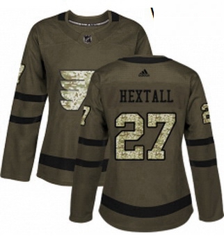 Womens Adidas Philadelphia Flyers 27 Ron Hextall Authentic Green Salute to Service NHL Jersey