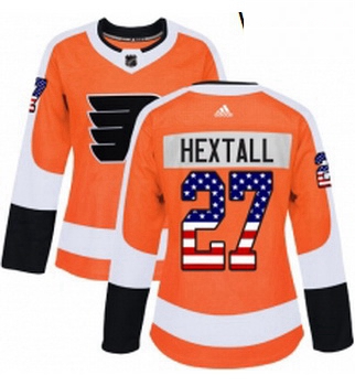 Womens Adidas Philadelphia Flyers 27 Ron Hextall Authentic Orange USA Flag Fashion NHL Jersey