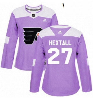 Womens Adidas Philadelphia Flyers 27 Ron Hextall Authentic Purple Fights Cancer Practice NHL Jersey