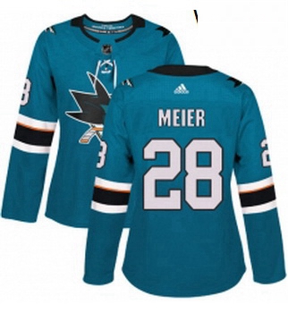 Womens Adidas San Jose Sharks 28 Timo Meier Authentic Teal Green Home NHL Jersey