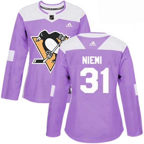 Womens Adidas Pittsburgh Penguins 31 Antti Niemi Authentic Purpl