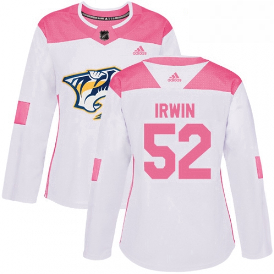 Womens Adidas Nashville Predators 52 Matt Irwin Authentic WhitePink Fashion NHL Jersey