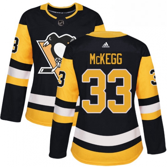 Womens Adidas Pittsburgh Penguins 33 Greg McKegg Authentic Black Home NHL Jersey