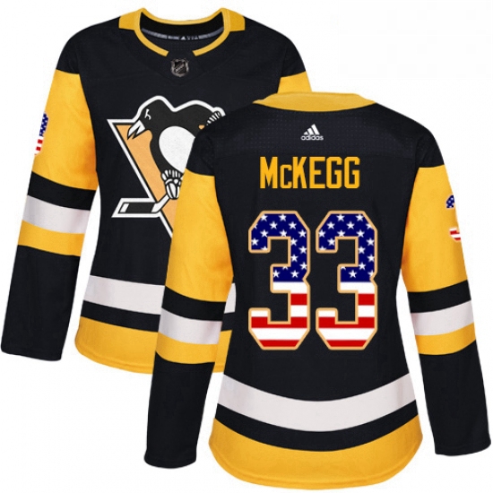 Womens Adidas Pittsburgh Penguins 33 Greg McKegg Authentic Black USA Flag Fashion NHL Jersey