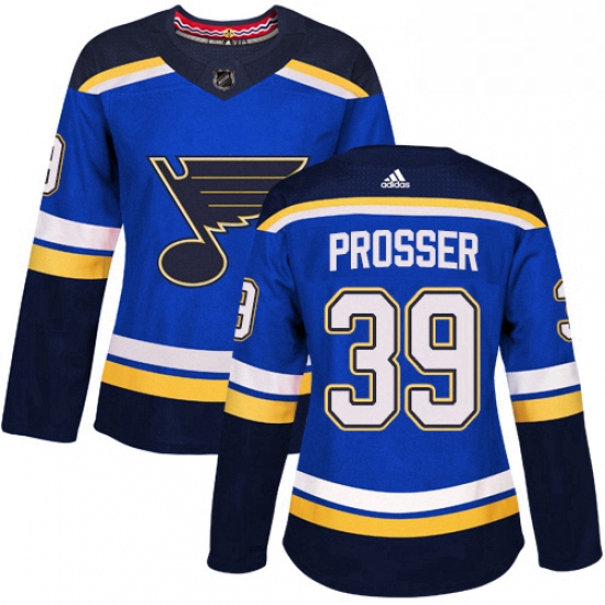 Womens Adidas St Louis Blues 39 Nate Prosser Authentic Royal Blue Home NHL Jersey