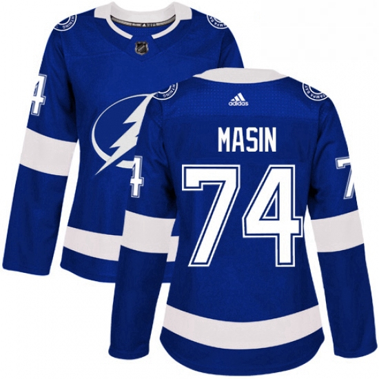 Womens Adidas Tampa Bay Lightning 74 Dominik Masin Authentic Royal Blue Home NHL Jersey