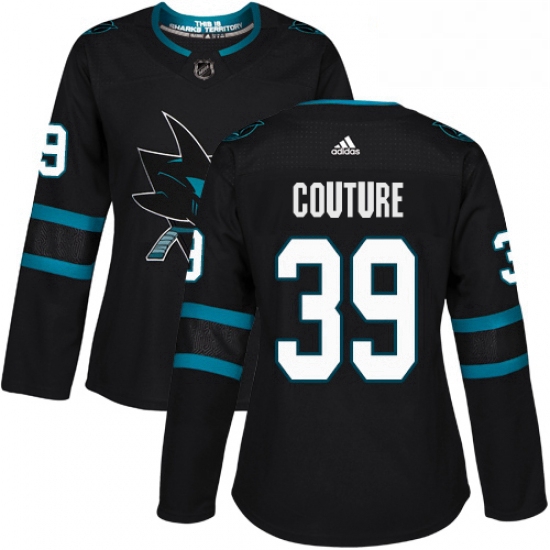 Womens Adidas San Jose Sharks 39 Logan Couture Premier Black Alternate NHL Jersey