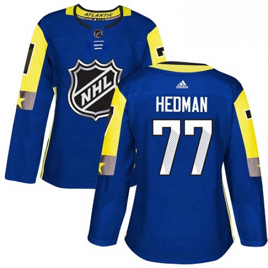 Womens Adidas Tampa Bay Lightning 77 Victor Hedman Authentic Royal Blue 2018 All Star Atlantic Divis