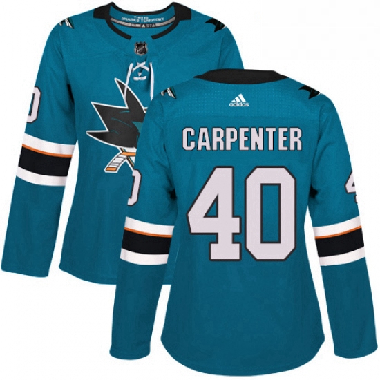 Womens Adidas San Jose Sharks 40 Ryan Carpenter Premier Teal Green Home NHL Jersey