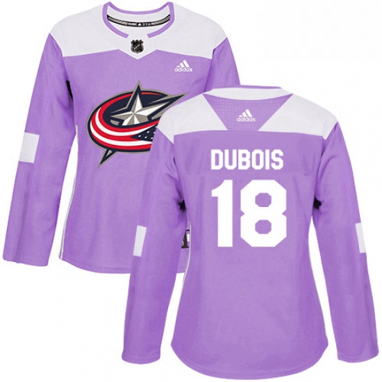 Womens Adidas Columbus Blue Jackets 18 Pierre Luc Dubois Authentic Purple Fights Cancer Practice NHL