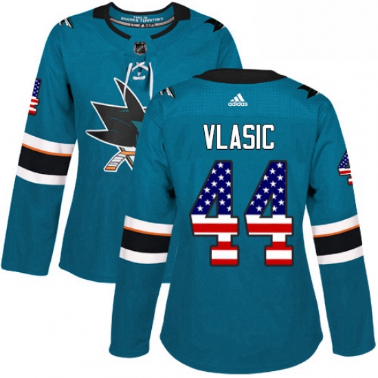 Womens Adidas San Jose Sharks 44 Marc Edouard Vlasic Authentic T