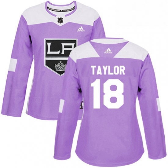 Womens Adidas Los Angeles Kings 18 Dave Taylor Authentic Purple Fights Cancer Practice NHL Jersey