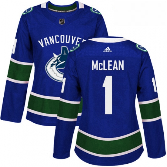 Womens Adidas Vancouver Canucks 1 Kirk Mclean Premier Blue Home NHL Jersey