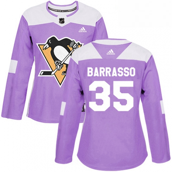 Womens Adidas Pittsburgh Penguins 35 Tom Barrasso Authentic Purp