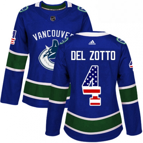 Womens Adidas Vancouver Canucks 4 Michael Del Zotto Authentic Bl