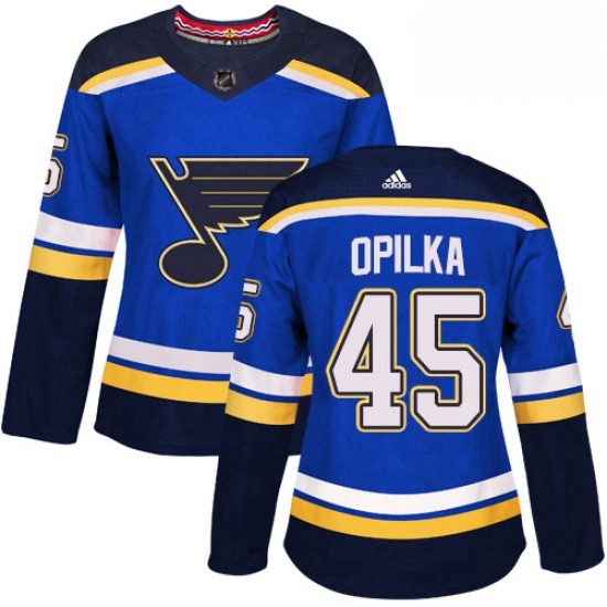 Womens Adidas St Louis Blues 45 Luke Opilka Authentic Royal Blue Home NHL Jersey