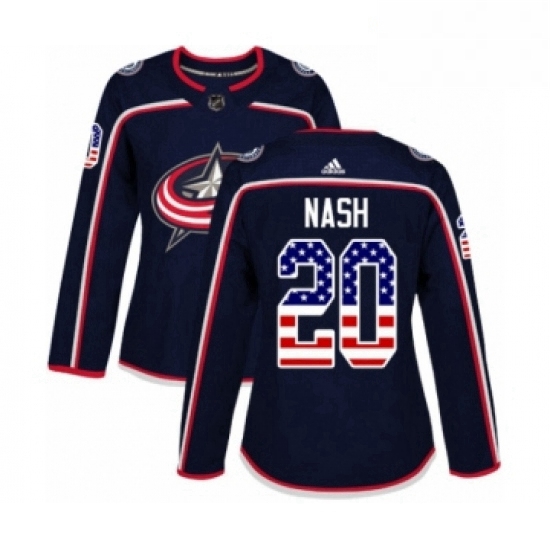 Womens Adidas Columbus Blue Jackets 20 Riley Nash Authentic Navy