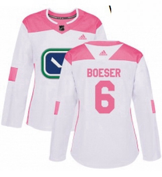 Womens Adidas Vancouver Canucks 6 Brock Boeser Authentic WhitePi