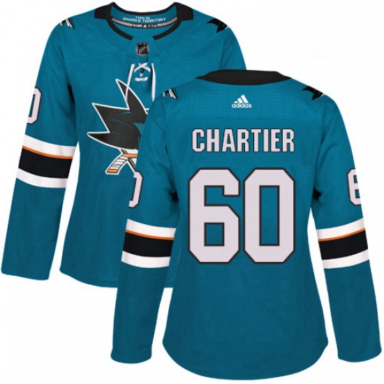 Womens Adidas San Jose Sharks 60 Rourke Chartier Authentic Teal 