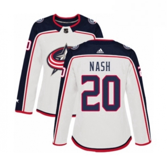 Womens Adidas Columbus Blue Jackets 20 Riley Nash Authentic Whit