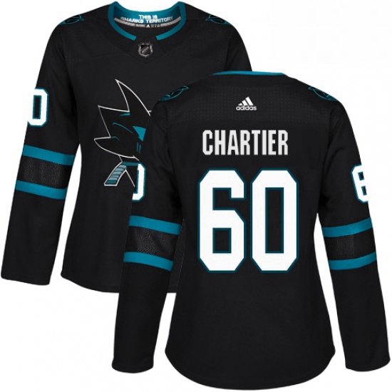 Womens Adidas San Jose Sharks 60 Rourke Chartier Premier Black Alternate NHL Jersey