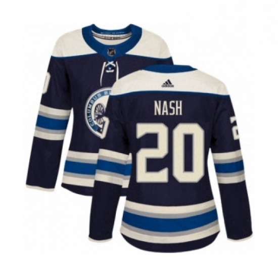 Womens Adidas Columbus Blue Jackets 20 Riley Nash Premier Navy Blue Alternate NHL Jersey