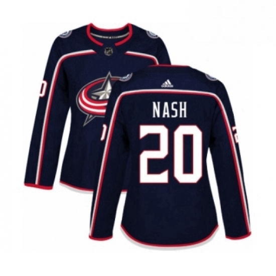 Womens Adidas Columbus Blue Jackets 20 Riley Nash Premier Navy B