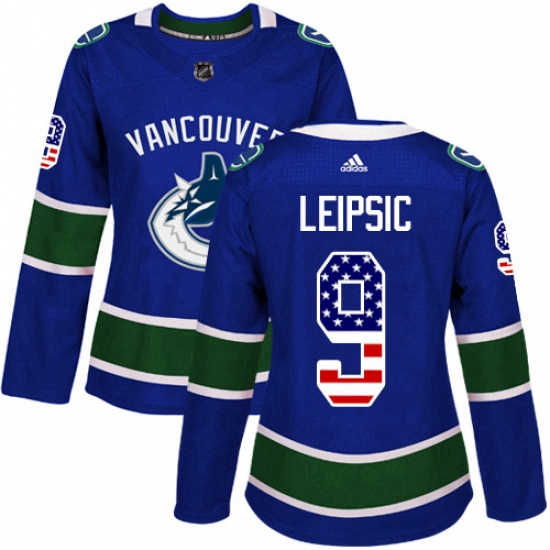 Womens Adidas Vancouver Canucks 9 Brendan Leipsic Authentic Blue