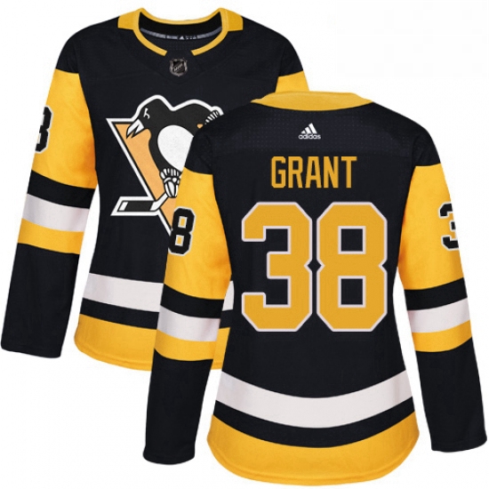 Womens Adidas Pittsburgh Penguins 38 Derek Grant Authentic Black Home NHL Jersey