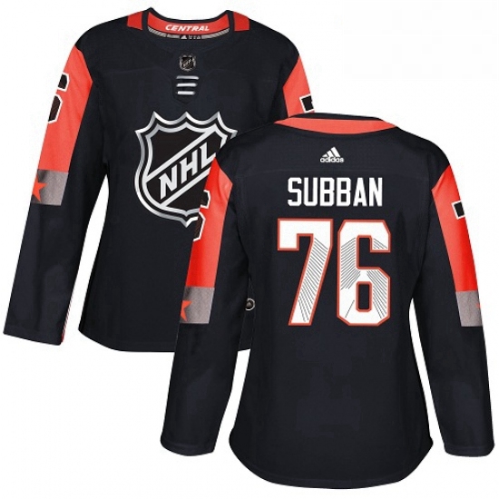 Womens Adidas Nashville Predators 76 PK Subban Authentic Black 2018 All Star Central Division NHL Je