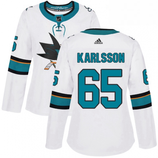 Womens Adidas San Jose Sharks 65 Erik Karlsson Authentic White A