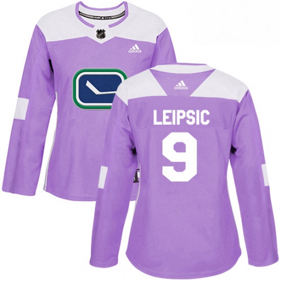 Womens Adidas Vancouver Canucks 9 Brendan Leipsic Authentic Purple Fights Cancer Practice NHL Jersey