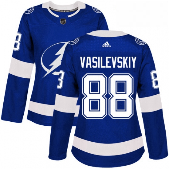 Womens Adidas Tampa Bay Lightning 88 Andrei Vasilevskiy Authentic Royal Blue Home NHL Jersey