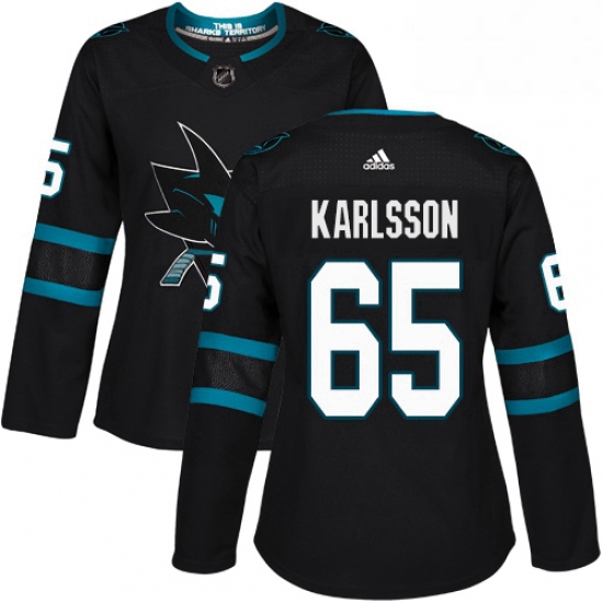 Womens Adidas San Jose Sharks 65 Erik Karlsson Premier Black Alt